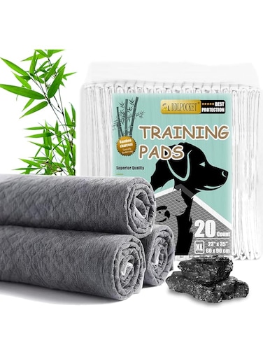 L DDLPOCKET Eco-Friendly Disposable Pet PADS 20PCS for Dogs &amp; Puppies - Large Pet Pee PADS with Enhanced Absorbency and Odor Control - Perfect for HOUSE Training (Bamboo Charcoal, XL 60x90)