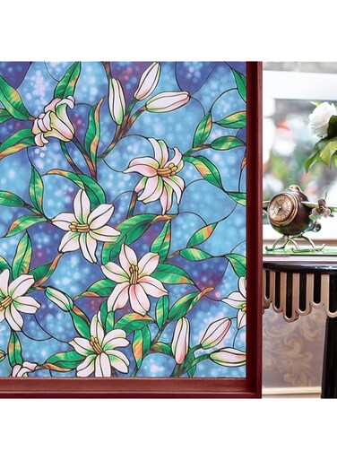 Privacy Window Films, Stained Glass Window Film Privacy, Anti UV Rainbow Window Clings, No Glue Static Cling Glass Film Removable for Room D&eacute;cor, Bathroom, Kids Room, Bedroom, 17.7" x 78.7"(45x200cm)