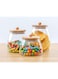 BLACKSTONE Glass Jar Canister with Bamboo Lid Kitchen Container, Airtight Canisters for Kitchen Pantry Organization and Storage, set of 3 YKS421 (500,800,1000 ML) طقم برطمان حاوية زجاج بلاكستون