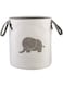 PUGLIFE Cartoon Animals Storage Basket Baby Toy Storage Laundry Basket Stylish Double Layer Canvas Storage Hamper Round Laundry Bin Thick Bag Organizer (Grey Elephant) (Grey Elephant)