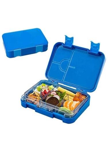 Children's Bento Lunch Box with 6 Compartments - Leak Proof Lunch Box for Boys, Girls, BPA-Free, Microwave Dishwasher Safe, Lunch Box for School (Blue)
