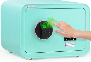 Safe Box with Biometric Fingerprint Lock, A4 Document Size Safety Deposit Box for Home Office Shop RB25QC9 (25x35x28cm) Mint