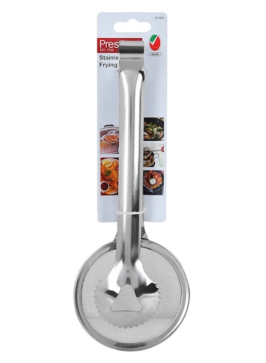 Stainless Steel Frying Tong Cum Strainer Silver 28cm