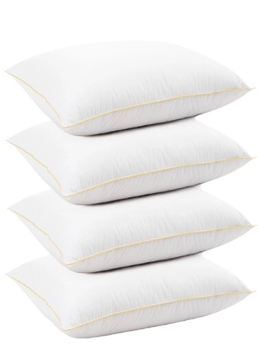 4 Piece Pack Prime Hotel Single Piping Pillow With Golden Line Microfiber 50x70cm Made in Uae