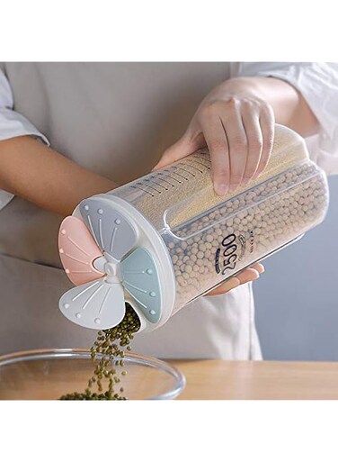 ALMEKAQUZ Compartment Storage Tank, Airtight Food Storage Container BPA Free Plastic Cereal Dispenser With Lids And Compartments For Grain, Sugar, Flour, Rice, Nuts, Snacks (2500ML)