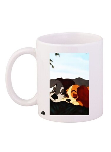 Dog Printed Coffee Mug White/Blue/Grey 11ounce