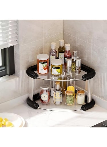 Azonee Kitchen Countertop Rack, 2-Layer Bathroom Countertop Storage Rack, Cosmetic Storage Rack, Perfume Dressing Table Skin Care Storage Rack, Spice Rack, Plant Rack, Coffee Bar Dressing Table