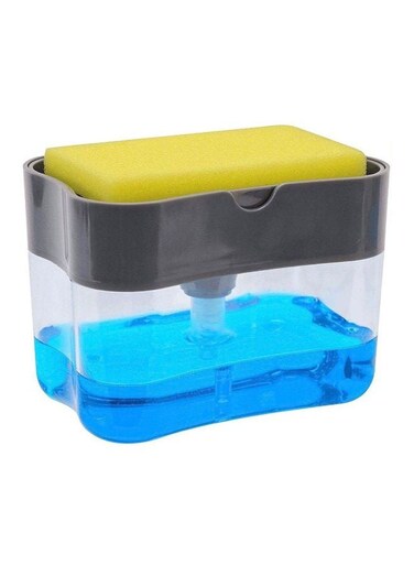 Kitchen Soap Dispenser Grey/Clear 14.5 x 10 x 13cm