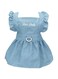 Letter Embroidered Dog Cat Dress Cute Princess Dresses Ruffle Trim Dress Puppy Tutu Skirt Pet Clothes for Small Medium Cats Dogs Kitten (Blue, X-Large)