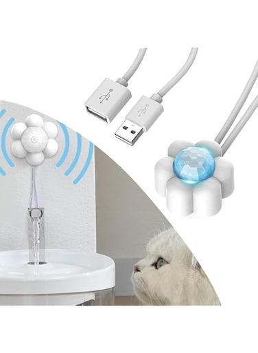 Kyayili Cat Fountain with PIR Motion Sensor, Automatic Water Dispenser for Cats, Intelligent Pet Water Fountain (White)