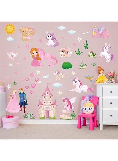 BPA&reg; Princess Unicorn Wall Stickers Fairy Castle Wall Decals Baby Nursery Girls Bedroom Wall Decor