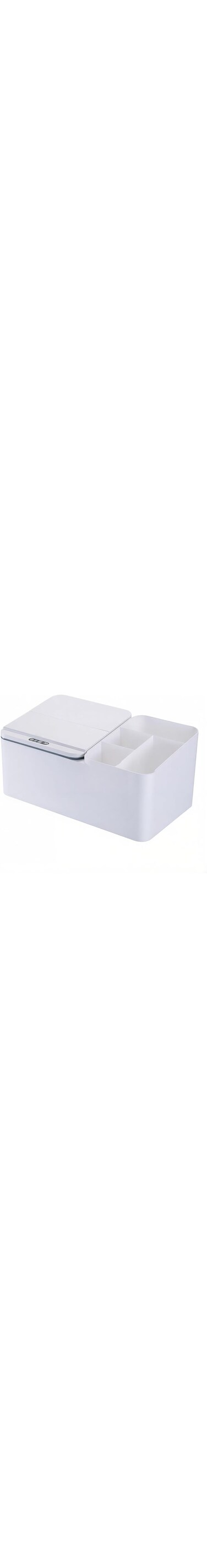 NALACAL New Touchless Motion Automatic Storage Bin, Desktop And Beside Organision Bin For Cosmetic Makeup, Office Supple, Vanity Table, Tissue Box, Jewery, Multifunctional Electronics (White)
