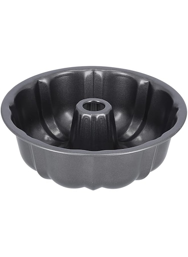 Delcasa Charlotte Bundform Pan 24.5x8CM Carbon Steel with Premium Non Stick Coating for Easy Release &amp; Clean Up Oven Safe Cake Mould Bundt Cake Pan 0.5MM Thick, Black