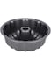 Delcasa Charlotte Bundform Pan 24.5x8CM Carbon Steel with Premium Non Stick Coating for Easy Release &amp; Clean Up Oven Safe Cake Mould Bundt Cake Pan 0.5MM Thick, Black