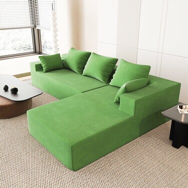 Karnak Annalisa 3 Seater L-Shape Velvet Sofa - Bud Green