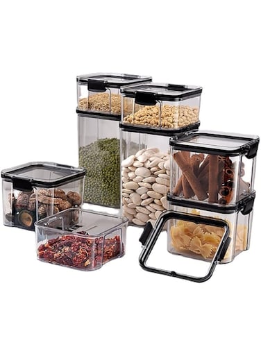 Airtight Food Storage Containers, Plastic Storage Tank, Sealed Kitchen Containers &amp; Storage Jars Set, Moisture Proof, Stackable with Lock Lids, for Candy,Coffee,Cereal (3 * 460+3 * 700+2 * 1300ML)