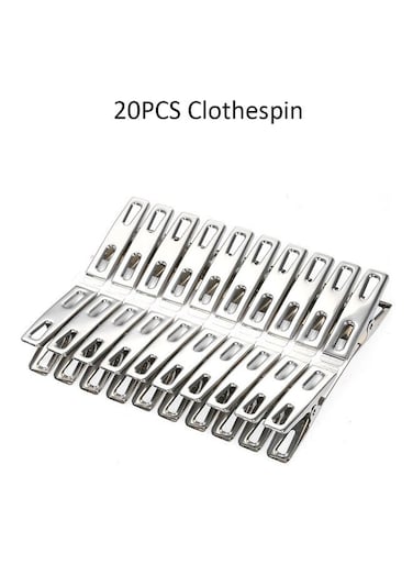 Stainless Steel Clothespin Set Silver