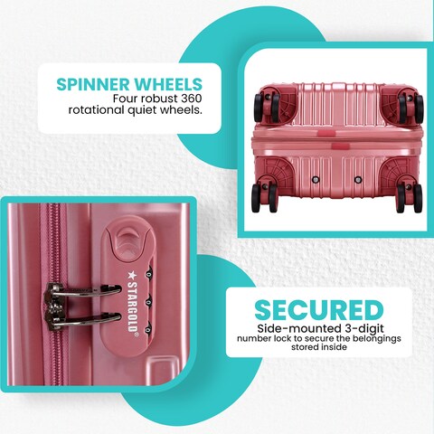 STARGOLD Single Travel Trolley Luggage Hardside Expandable 4 Spinner Wheels 20 Inch 3 Numbered lock ABS+PC Material