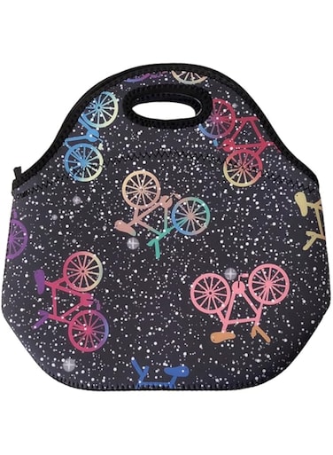 Wrapables Insulated Neoprene Reusable Lunch Bags, One Size, Bikes in Space