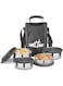 MILTON 5-Piece Lunch Box Set with Insulated Bag - Includes Stainless Steel Containers (500ml, 2pcs 320ml Each, 200ml), Keeps Food Hot, Ideal for School Kids &amp; Office Tiffin - Tasty Lunch - Black