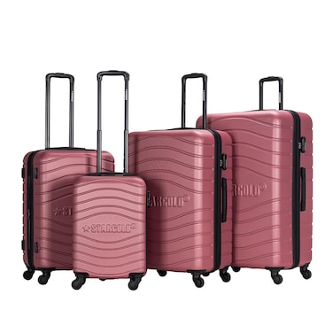 STARGOLD 4 Pack Of Hardside Spinner Number Locked Luggage Trolley