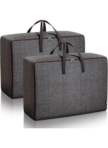 2 Pack Storage Bags, Moving Bags with Strong Zippers &amp; Carrying Handles, Large Heavy Duty Oxford Fabric Organizer Bags&iuml;&frac14;&OElig;Space Saving&iuml;&frac14;&OElig;Waterproof,for Bedding, Comforters, Quilts, Pillows &amp; Clothes,60*40*25cm