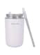 Green Lion Vacuum Travel Mug Lite, 280 mL Capacity, Keeping Hot for 6 Hours and Cold for 12 Hours, Food Grade Silicone Straw, Food Grade Stainless Steel Cup - White