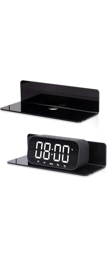 BPA Acrylic Floating Wall Shelves, Flexible Use of Wall Space, Small Display Shelf for Smart Speaker, Set of 2