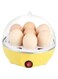 Electric Egg Boiler Cooker, 7 Eggs Capacity, Kitchen Breakfast Machine Multi-functional Egg Boiling Breakfast Electric Cooker Transparent Lid Rapid Egg Boiler (Yellow and White)