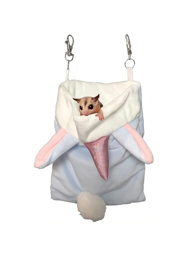 ELECDON Pet Hanging Sleeping Pouch for Sugar Glider, Small Animals Hammock Cage Accessories, Warm Sleep Bag for Squirrel Hamster Marmosets Small Pets, Blue, Style B