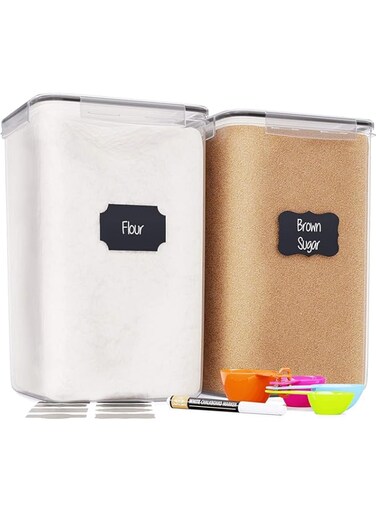 Extra Large Tall Food Storage Containers 7 qt/ 220oz/ 6.5L, For Flour, Sugar - Airtight Kitchen &amp; Pantry Bulk Food Storage, BPA-Free - 2 PC Set - Measuring Scoops, Pen &amp; 8 Labels - Chef&acirc;&acirc;&sbquo;&not;&acirc;&bdquo;&cent;s Path