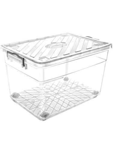 RoyalFord Family Storage Box, 40L Plastic Clear Container, RF10814 Transparent Large Storage Organizer Box with Lid Ideal for Living Room, Bedroom, Garage