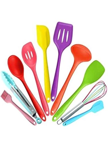 COOLBABY Kitchen Cooking Utensils,10PCS Kitchen Silicone Utensil,Heat Resistant Non-Stick Baking Tool Set