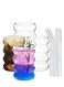 Set of 4 -330 ML Ripple Shaped Drinking Glasses with Straws 330 ML
