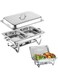 Chafing Dish Buffet Set Catering Server Chafer Food Warmer, Stainless Steel Rectangular Buffet Stove with 2pcs 1/2 Size Food Pans Lid Fuel Holder Serving Dishes for Restaurant Wedding Party Hotel