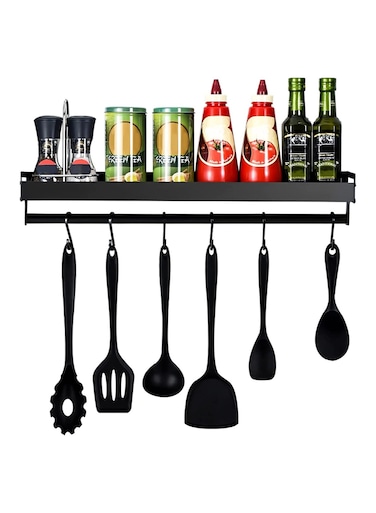 Kitchen shelf, multifunctional kitchen shelf, kitchen shelf for spices, hook rail, kitchen aid, hanging rack, for kitchen and bathroom, cooking accessories, kitchen utensils