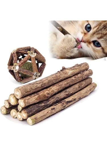 Cooci Organic Catnip Toy Silvervine Sticks for Cats, Catnip Ball Cat Chew Stick Silvervine for Cat Kitten