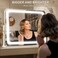 Dressing Table Makeup Mirror with 3 Color Lighting, Vanity Mirror Touch Screen,Dimmable,for Bedroom Vanity Desk Tabletop (White, L50 x W40 cm - White, Rectangular)