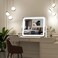Dressing Table Makeup Mirror with 3 Color Lighting, Vanity Mirror Touch Screen,Dimmable,for Bedroom Vanity Desk Tabletop (White, L50 x W40 cm - White, Rectangular)