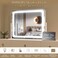 Dressing Table Makeup Mirror with 3 Color Lighting, Vanity Mirror Touch Screen,Dimmable,for Bedroom Vanity Desk Tabletop (White, L50 x W40 cm - White, Rectangular)