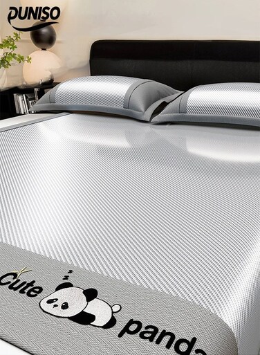 Summer Sleeping Pad 3 Piece Set (1 Mattress + 2 Pillowcases) &iuml;&frac14;&OElig;Ice Silk Cool Mat&iuml;&frac14;&OElig;Foldable Soft Cooling Mat&iuml;&frac14;&OElig;Antibacterial and Bacteriostatic,1.5*2.0M,Grey