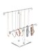 LENND Acrylic Jewelry Display Holder, Necklace and Bracelet Hanging Organizer, Clear 2-Tier Tower Stand for Bangles, Necklaces, Rings, Earrings and Watch