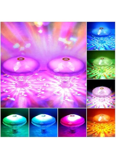 Xspring Floating Pool Lights, 2 PCS Underwater Lights LED Pool Accessories with 7 Modes, Waterproof Swimming Pool Lights for Disco Pool Party, Pond Decor Decoration, Hot Tub Bath Toys