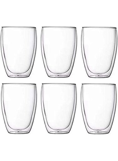 6PCS Double Wall Glasses, Large, 350ml
