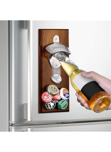 MAKINGTEC Bottle Opener, Wall Mounted Magnetic Drink Bottle Opener, Rust Steel Bottle Opener, Refrigerator Stick Wall Bottle Opener, Unique Gift for Boyfriend, Grandpa, Husband and Uncle