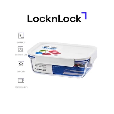 LocknLock Clear Glass Rectangular 630ml White &ndash; Airtight, Heat-Resistant, BPA-Free Food Storage Container