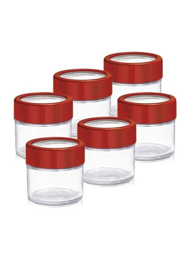 6-Piece (100 ml each) Glass Jar with Air Tight Lid, BPA Free, Small Mason Storage Containers for Salad, Pickles, Spices, Dry Food &amp; Kitchen Storage Assorted