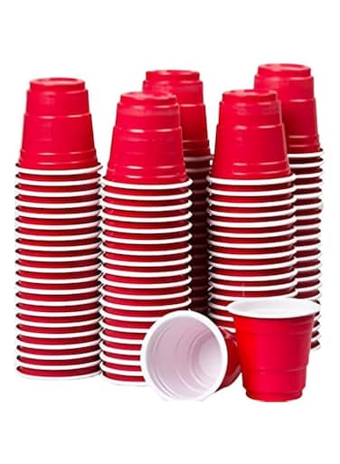 Beauenty Mini Disposable Shot Cups,120 Count 2oz Red Plastic Cups,party Cups,game Cups,jello Shots, Coffee Cup,suitable For Condiments, Snacks, Fruits,Samples And Tasting Cups,reusable Plastic Cups