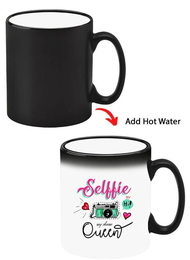 Color Changing Heat Sensitive Ceramic Mug, Image Revealed When HOT Liquid is Added! Selfie queen