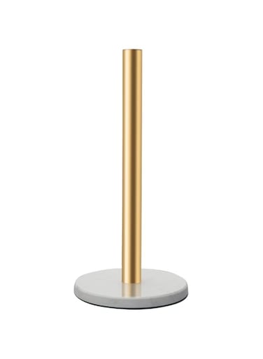LUTAVOY Marble Paper Towel Holders Copper Plated Paper Towel Holder with Marble Base Natural Stone (KZ22 - Gold)
